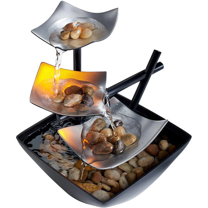 Envirascape Silver Springs Indoor Water Fountain, with Natural River Rocks, Soothing Nature Sounds, Zen Relaxation